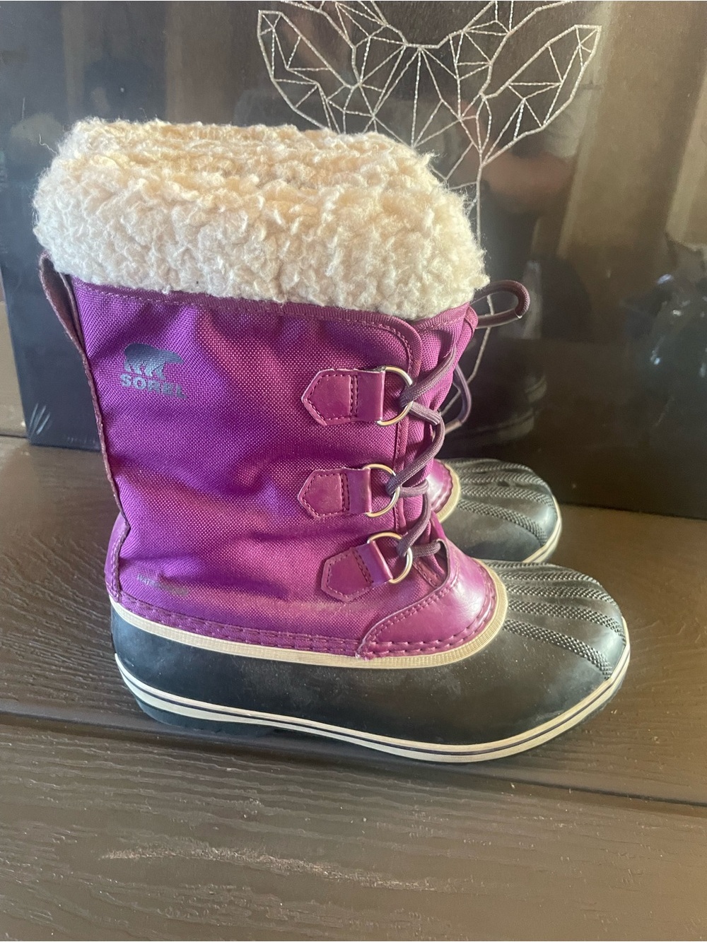 Sorel Kids' Purple Winter Boots with Shearling Collar size 6 girls Sorel winters